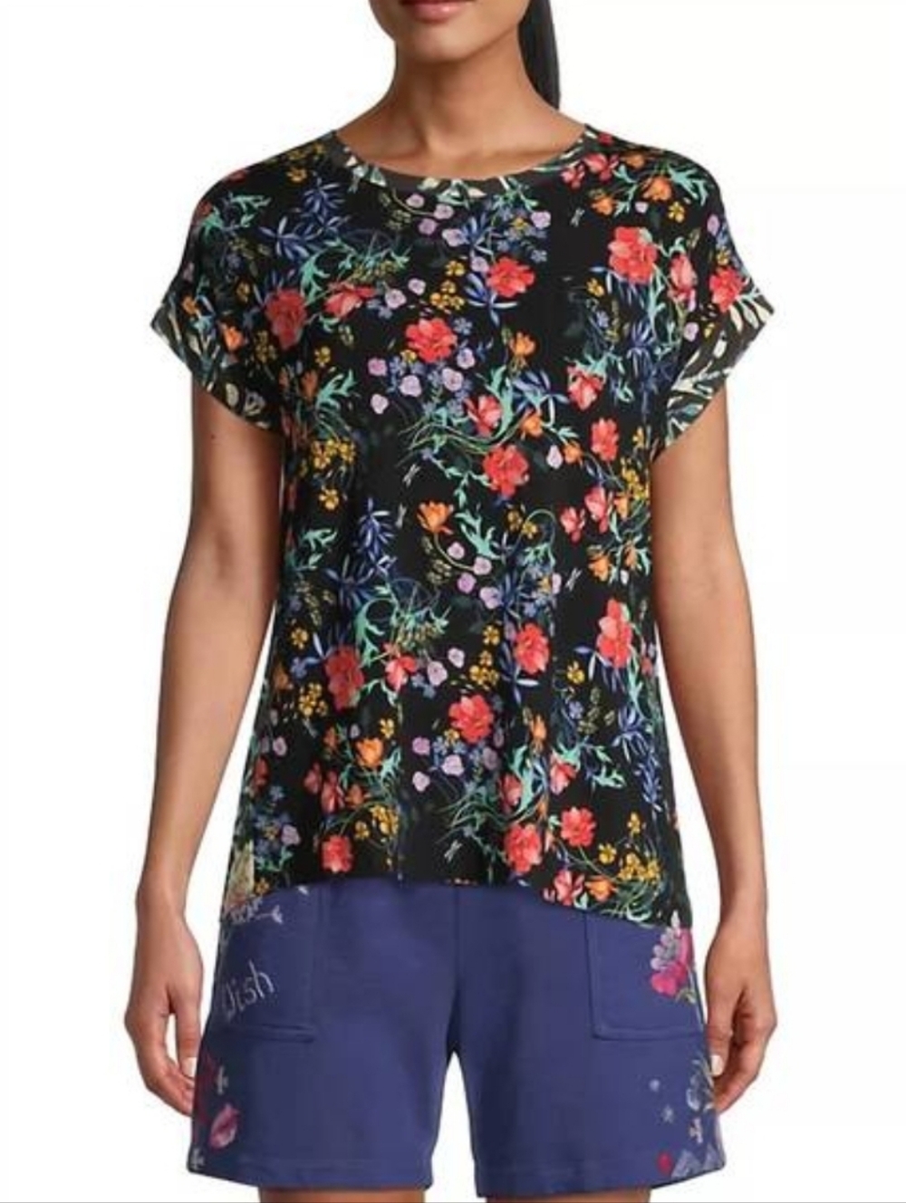 Johnny Was Floral Kashim Relaxed Bamboo Knit Shirt Medium